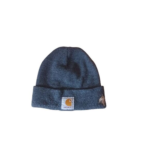 Charcoal carhartt beanie custom crane bird embroidery Unisex knit - Picture 1 of 3